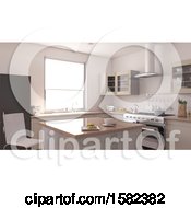 Clipart Of A 3d Kitchen Interior Royalty Free Illustration