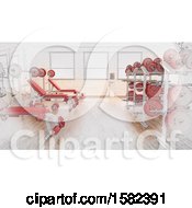 Clipart Of A 3d And Sketched Gym Interior Royalty Free Illustration