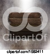 Clipart Of A 3d Wooden Sign On A Metal Wall Royalty Free Illustration