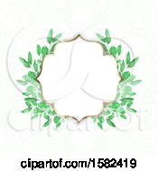 Clipart Of A Blank Frame With Watercolor Green Leaves On Mandala Royalty Free Vector Illustration