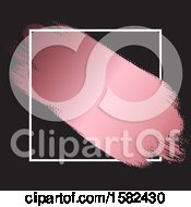 Poster, Art Print Of Metallic Pink Paint Stroke Through A White Frame On Black