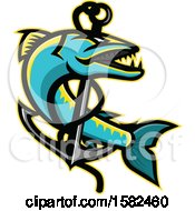 Poster, Art Print Of Great Barracuda Fish And Anchor