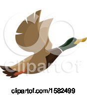 Clipart Of A Flying Mallard Duck Royalty Free Vector Illustration by Vector Tradition SM
