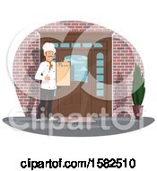 Poster, Art Print Of Male Chef Holding A Menu By A Door