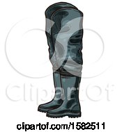 Clipart Of A Sketched Pair Of Fishing Boots Royalty Free Vector Illustration