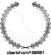 Clipart Of A Black And White Wreath Royalty Free Vector Illustration