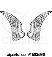 Poster, Art Print Of Pair Of Black And White Wings