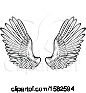 Clipart Of A Pair Of Black And White Wings Royalty Free Vector Illustration by Vector Tradition SM