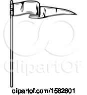 Clipart Of A Black And White Pennant Flag Royalty Free Vector Illustration