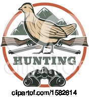 Clipart Of A Bird In A Circle With Binoculars And Hunting Rifles Royalty Free Vector Illustration by Vector Tradition SM