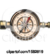 Clipart Of A Telescope And Compass Royalty Free Vector Illustration