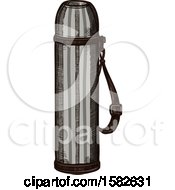 Clipart Of A Sketched Thermos Royalty Free Vector Illustration