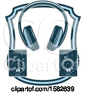 Poster, Art Print Of Shield With Audio Headphones And Speakers