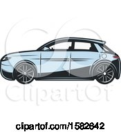 Clipart Of A Blue Hybrid Car Royalty Free Vector Illustration by Vector Tradition SM