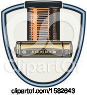 Clipart Of A Shield With Batteries Royalty Free Vector Illustration