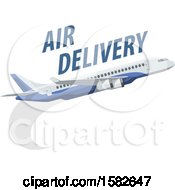 Poster, Art Print Of Commercial Airplane With Air Delivery Text
