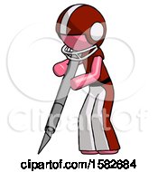 Poster, Art Print Of Pink Football Player Man Cutting With Large Scalpel
