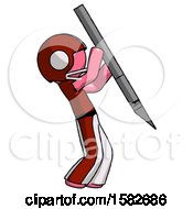 Poster, Art Print Of Pink Football Player Man Stabbing Or Cutting With Scalpel