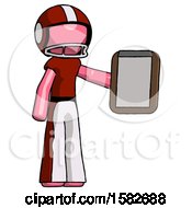 Poster, Art Print Of Pink Football Player Man Showing Clipboard To Viewer