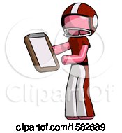 Poster, Art Print Of Pink Football Player Man Reviewing Stuff On Clipboard