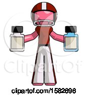 Poster, Art Print Of Pink Football Player Man Holding Two Medicine Bottles
