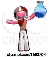 Poster, Art Print Of Pink Football Player Man Holding Large Round Flask Or Beaker