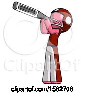 Poster, Art Print Of Pink Football Player Man Thermometer In Mouth