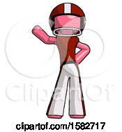 Pink Football Player Man Waving Right Arm With Hand On Hip