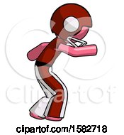 Poster, Art Print Of Pink Football Player Man Sneaking While Reaching For Something