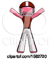 Poster, Art Print Of Pink Football Player Man Surprise Pose Arms And Legs Out