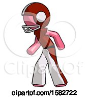 Poster, Art Print Of Pink Football Player Man Suspense Action Pose Facing Left