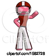 Pink Football Player Man Waving Left Arm With Hand On Hip