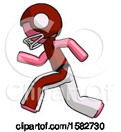 Poster, Art Print Of Pink Football Player Man Running Fast Left