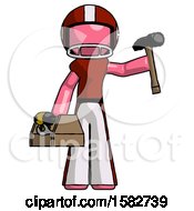 Poster, Art Print Of Pink Football Player Man Holding Tools And Toolchest Ready To Work