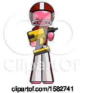 Poster, Art Print Of Pink Football Player Man Holding Large Drill