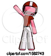 Pink Football Player Man Waving Emphatically With Right Arm