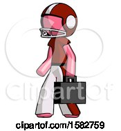 Poster, Art Print Of Pink Football Player Man Walking With Briefcase To The Left