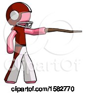 Poster, Art Print Of Pink Football Player Man Pointing With Hiking Stick