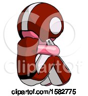 Poster, Art Print Of Pink Football Player Man Sitting With Head Down Back View Facing Right