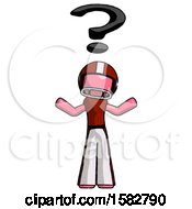 Poster, Art Print Of Pink Football Player Man With Question Mark Above Head Confused