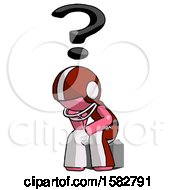 Poster, Art Print Of Pink Football Player Man Thinker Question Mark Concept