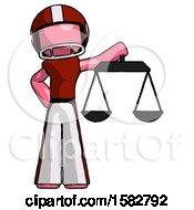 Poster, Art Print Of Pink Football Player Man Holding Scales Of Justice