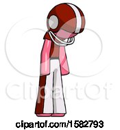 Poster, Art Print Of Pink Football Player Man Depressed With Head Down Turned Right