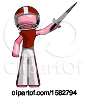Poster, Art Print Of Pink Football Player Man Holding Sword In The Air Victoriously