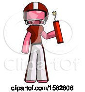 Poster, Art Print Of Pink Football Player Man Holding Dynamite With Fuse Lit