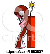 Poster, Art Print Of Pink Football Player Man Leaning Against Dynimate Large Stick Ready To Blow