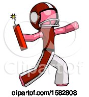 Poster, Art Print Of Pink Football Player Man Throwing Dynamite