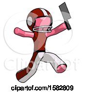 Poster, Art Print Of Pink Football Player Man Psycho Running With Meat Cleaver