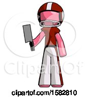 Poster, Art Print Of Pink Football Player Man Holding Meat Cleaver