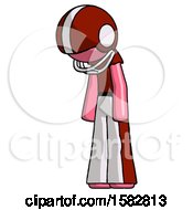 Poster, Art Print Of Pink Football Player Man Depressed With Head Down Turned Left